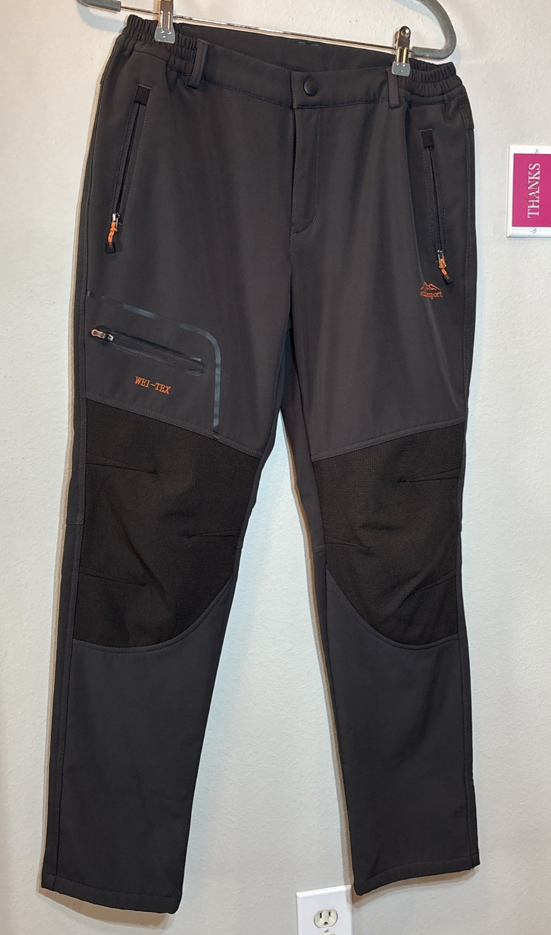 WEI-TEX Outdoor Waterproof Windproof Fleece Lined Cargo Snow Ski Hiking Pants L